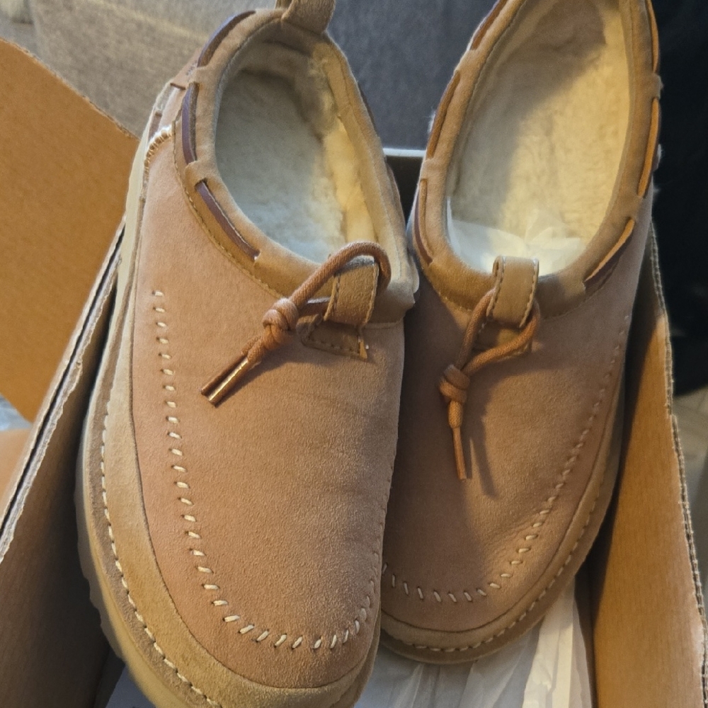 UGG Tan Loafers Moc-Toe Slip-Ons